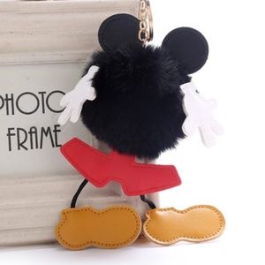 Disney Mickey Mouse Pom Pom Keychain Fob